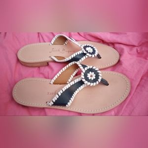 JACK ROGERS navy blue white thong sandals 7